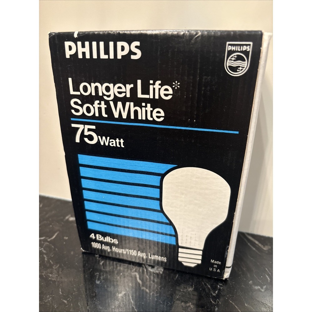 Philips 75W Soft White Longer Life Light Bulbs  Pack 4 Bulbs- New